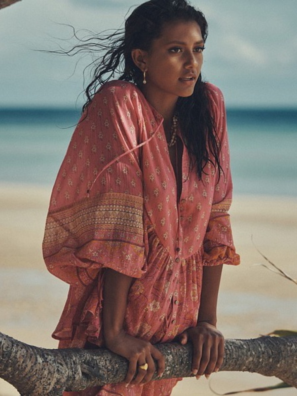 Spell Pink Printed Boho Beach Coverup